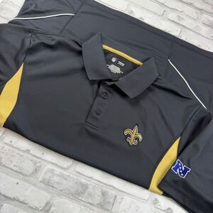 NFL Team Apparel Polo Mens XL Black New Orleans Saints Short Sleeve NFC N